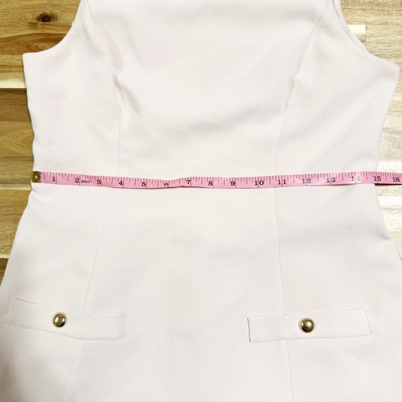 Amanda Uprichard Maven Skort Layered Romper in Mochi Light Pink Gold Buttons - Picture 15 of 16